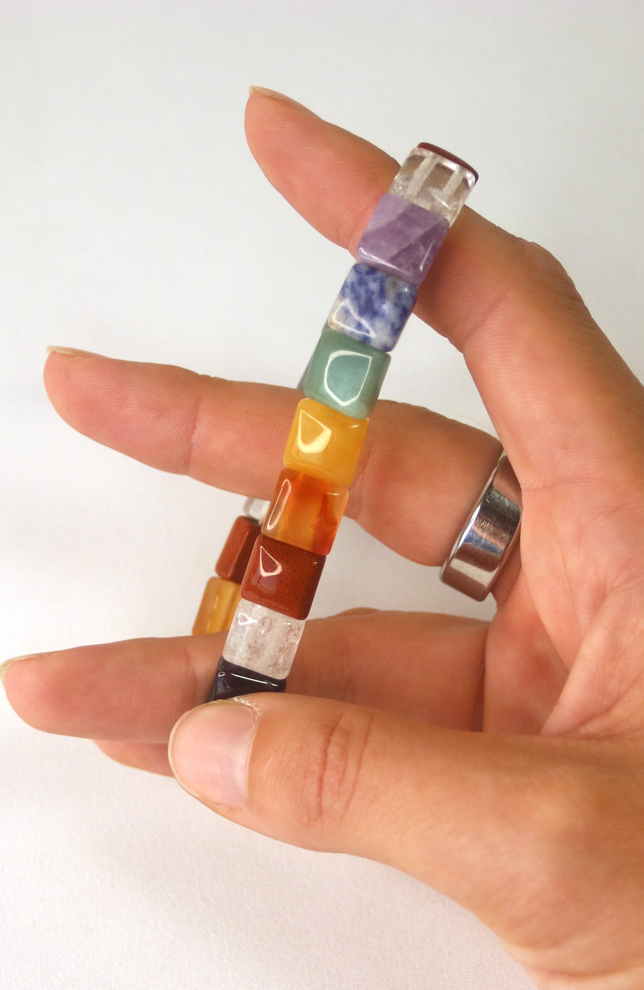 Chakra Faceted Square Bead Bracelet 195